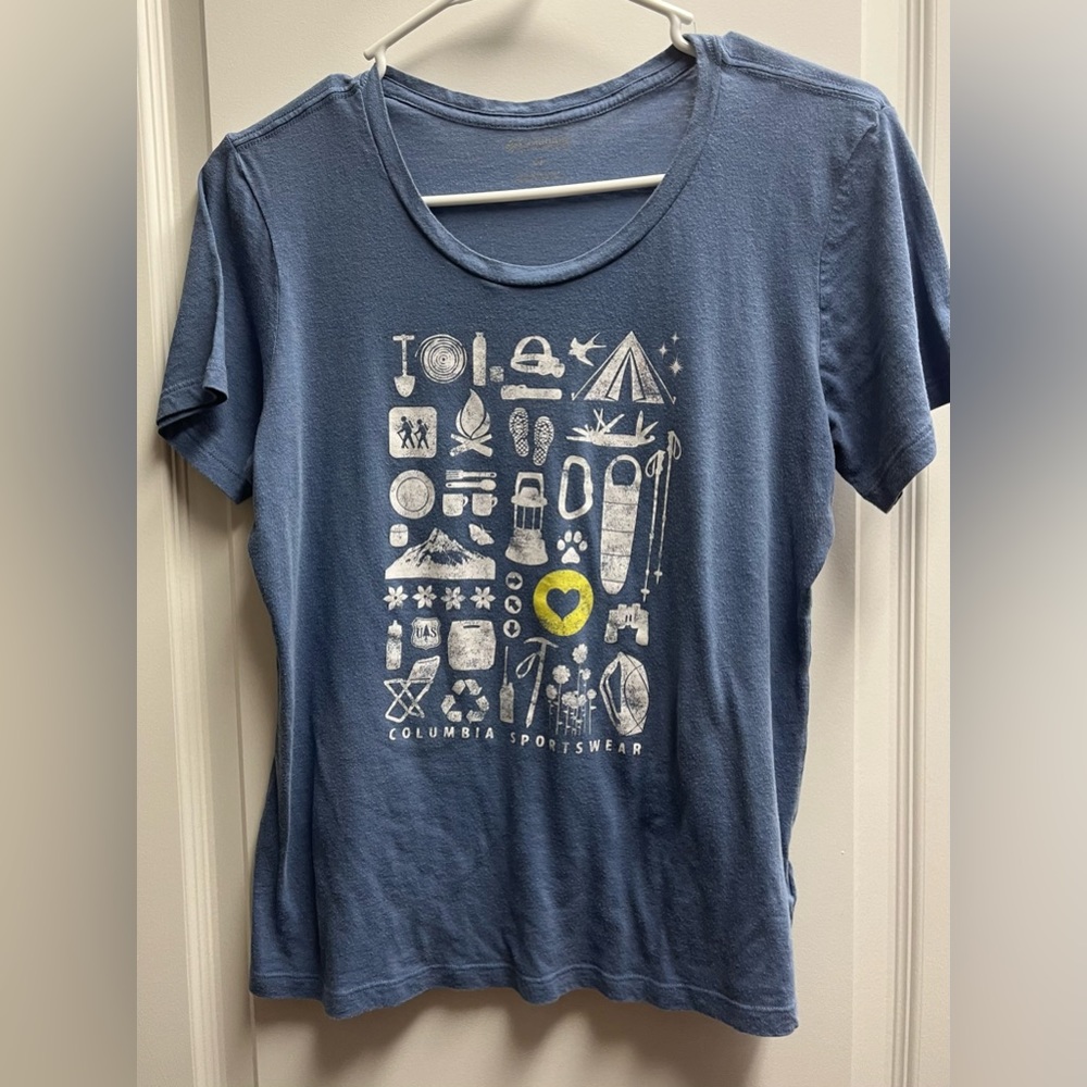 Columbia Small Women’s T-Shirt Short-Sleeve Blue Camping Outdoor